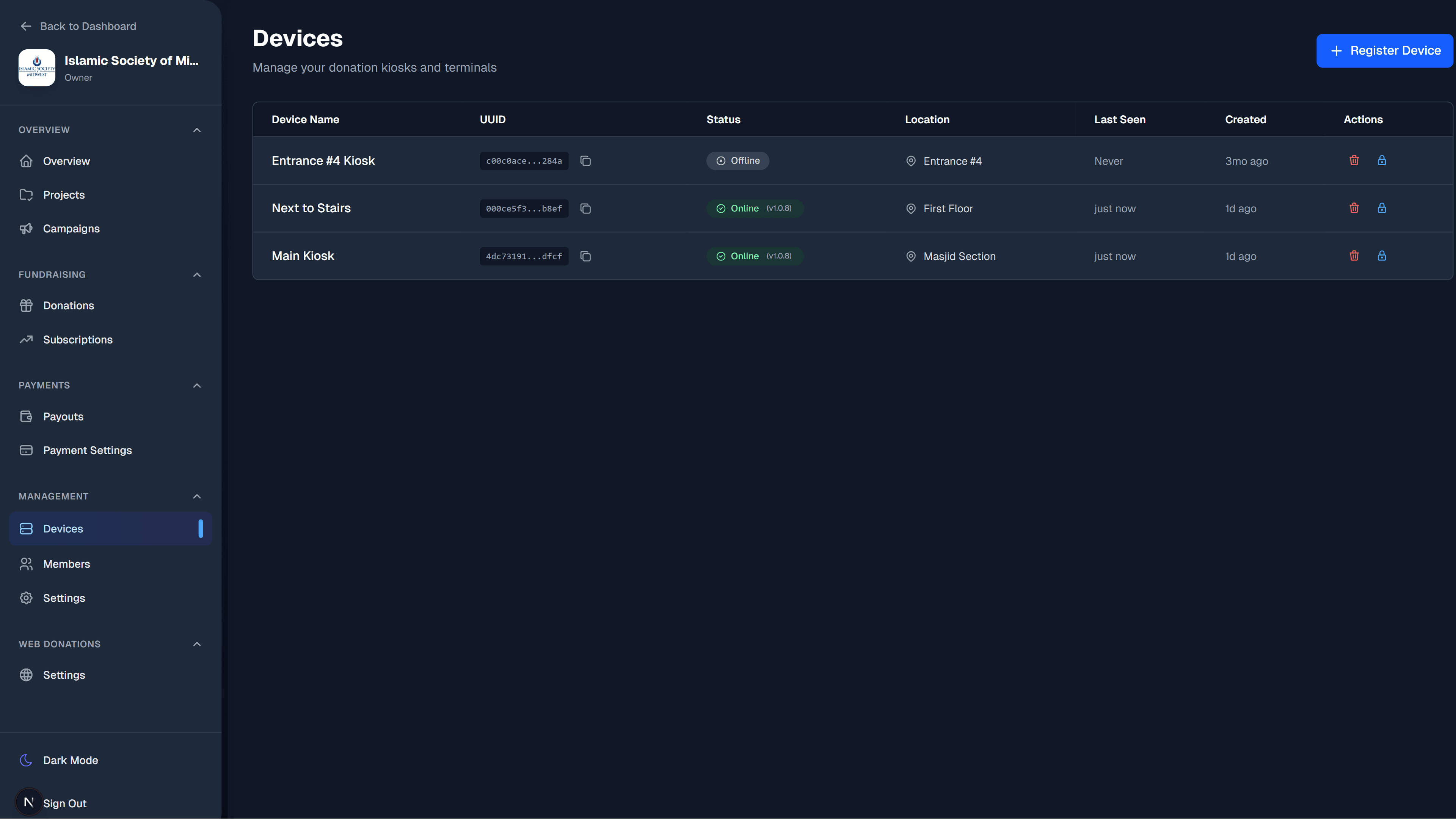 Fleet Management Interface